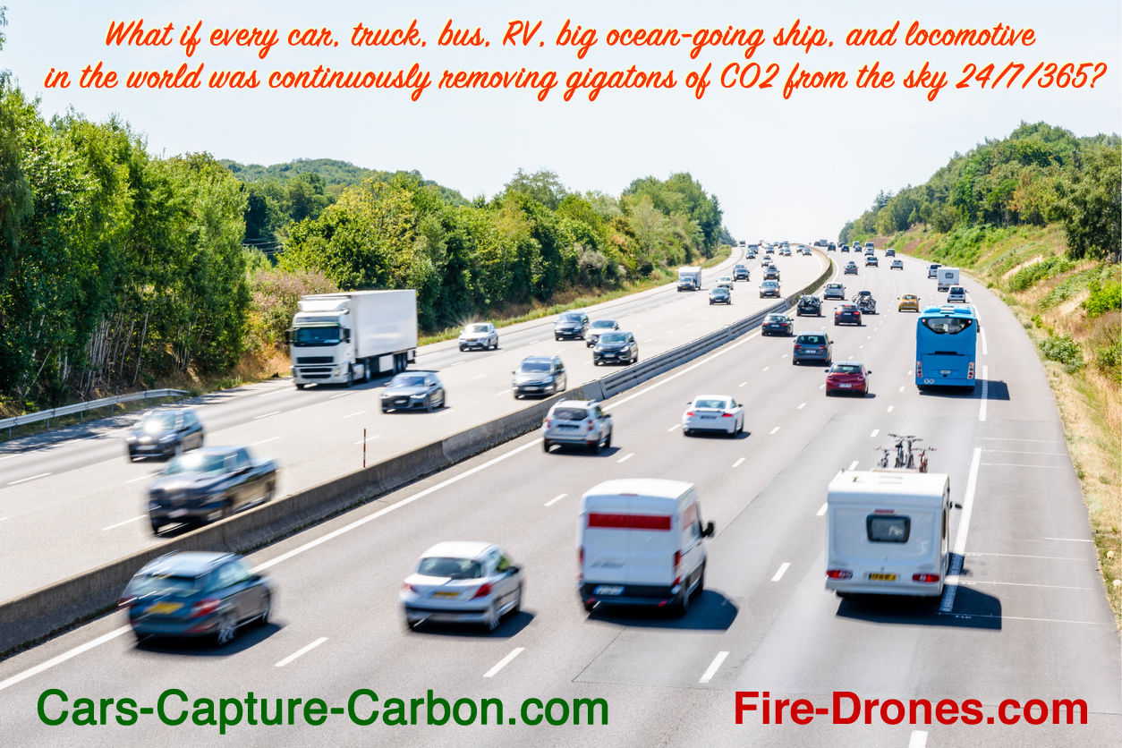 Vehicles remove CO2 from the atmosphere by gigatons every year.