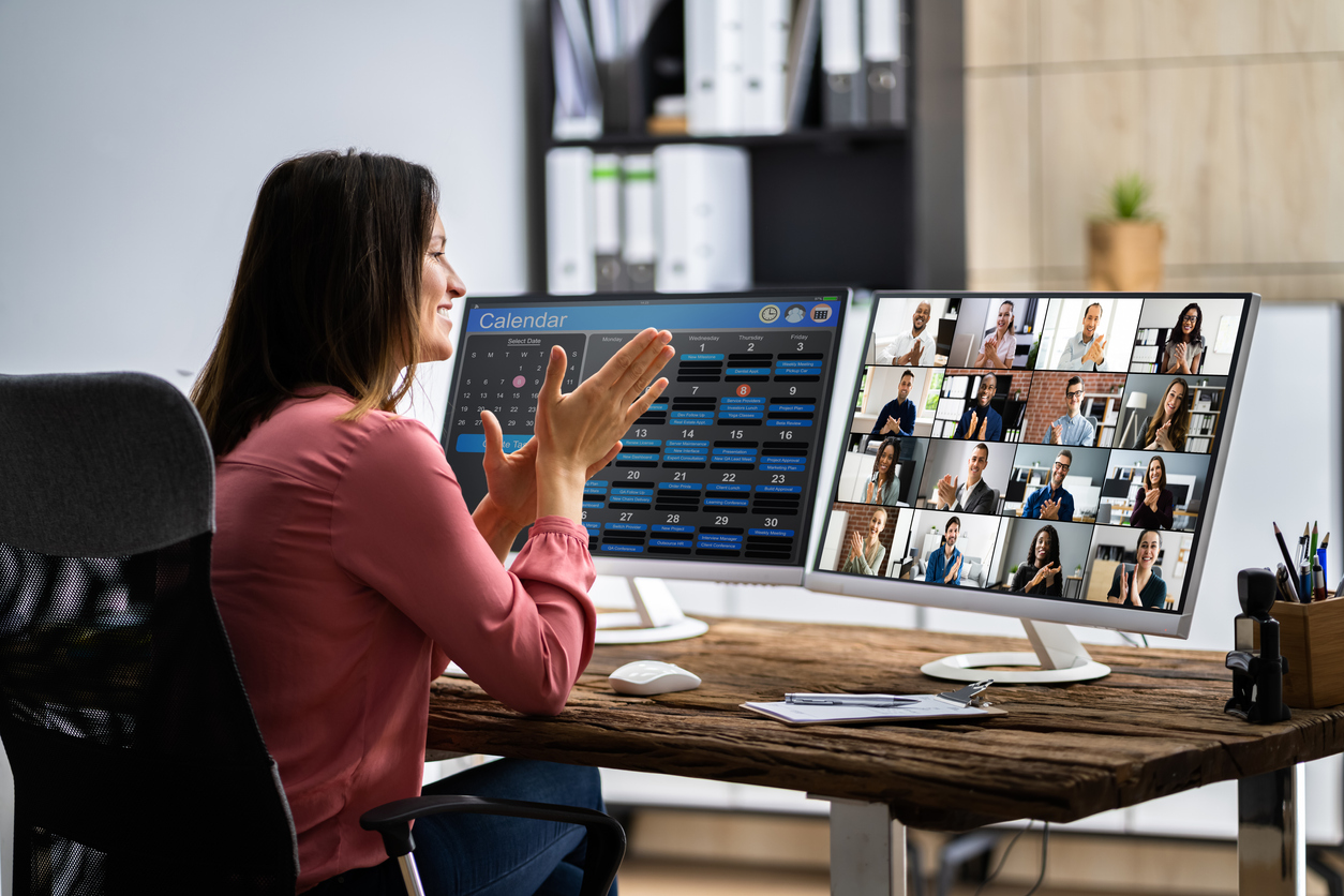 Teams meeting online to discuss climate solutions initiatives.